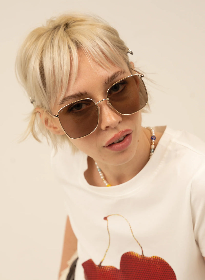 Florence Gold-Brown Sunglasses