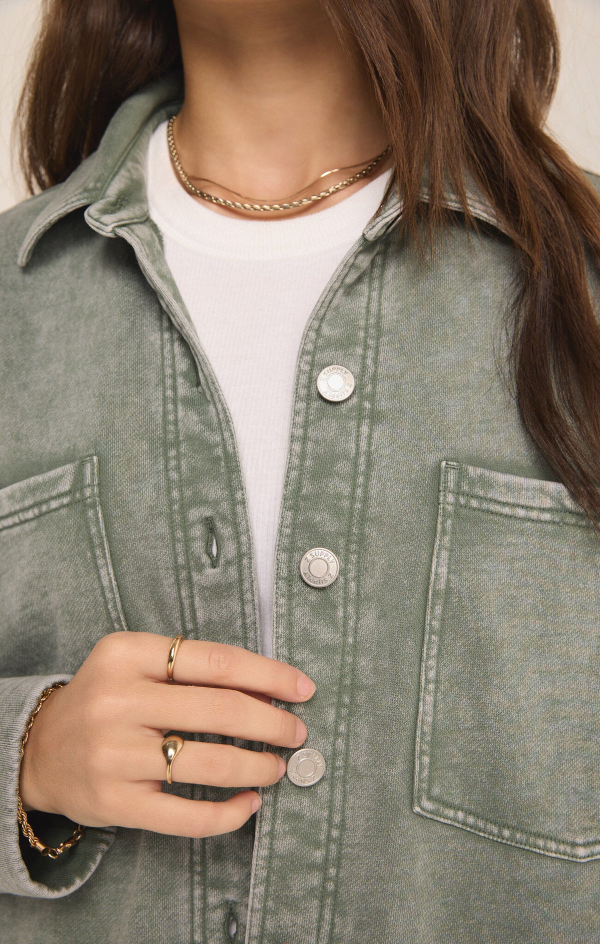 All Day Knit Denim Jacket Palm Green