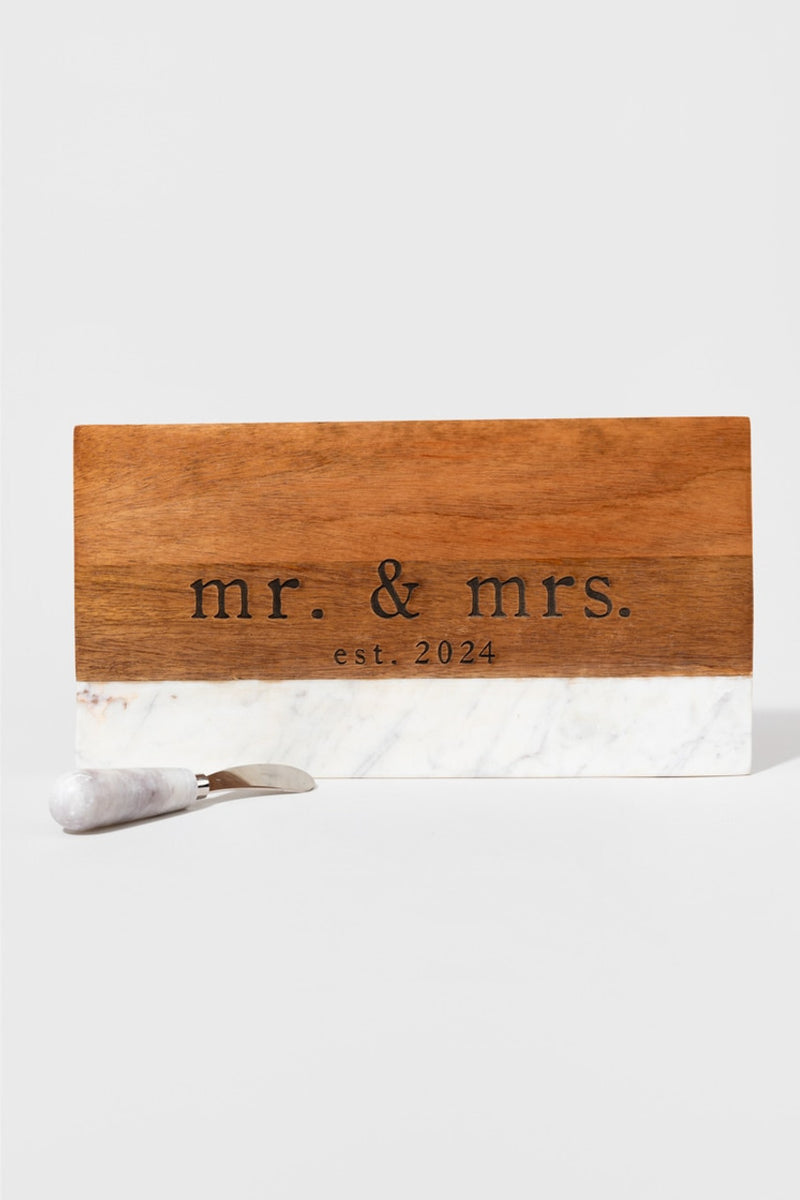 Mr and Mrs 2024 Wood Marble Board Set