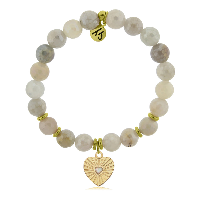 Gold Opal Heart Moonstone Bracelet