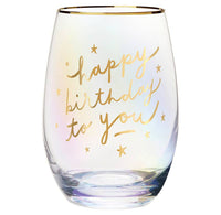 Gold Foil Wine Glass Happy Birthday