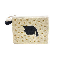 Graduation Cap Beaded Coin Pouch