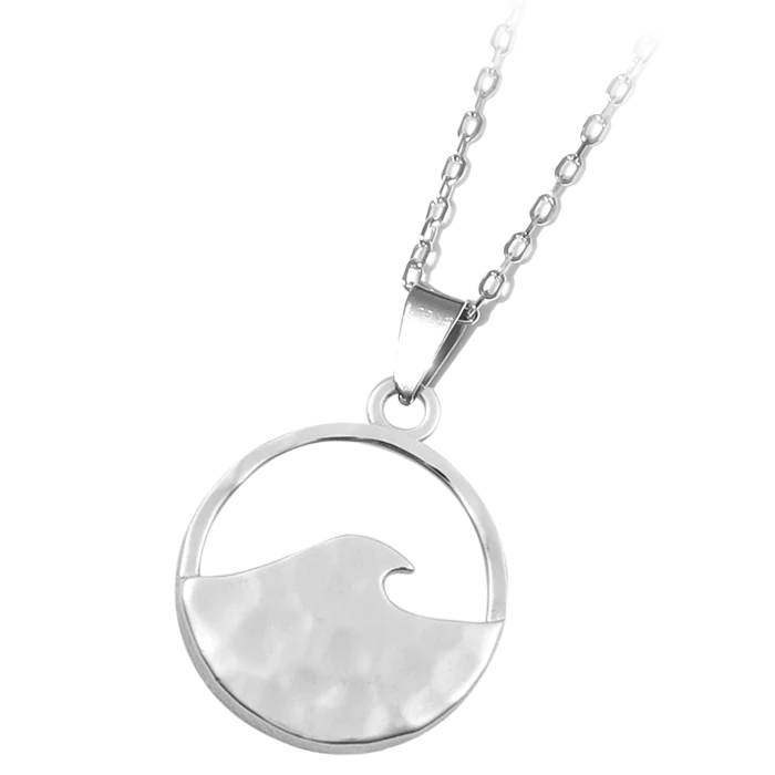 Hammered Wave Sterling Silver Necklace