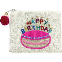 Happy Birthday Beaded Coin Purse