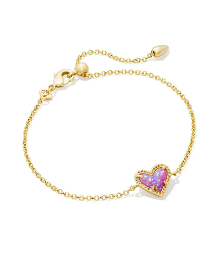 Ari Heart Delicate Chain Bracelet in Bubblegum Pink