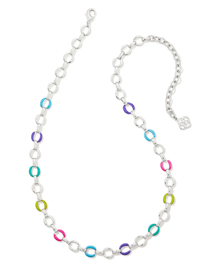 Kelsey Silver Chain Necklace in Multi Mix