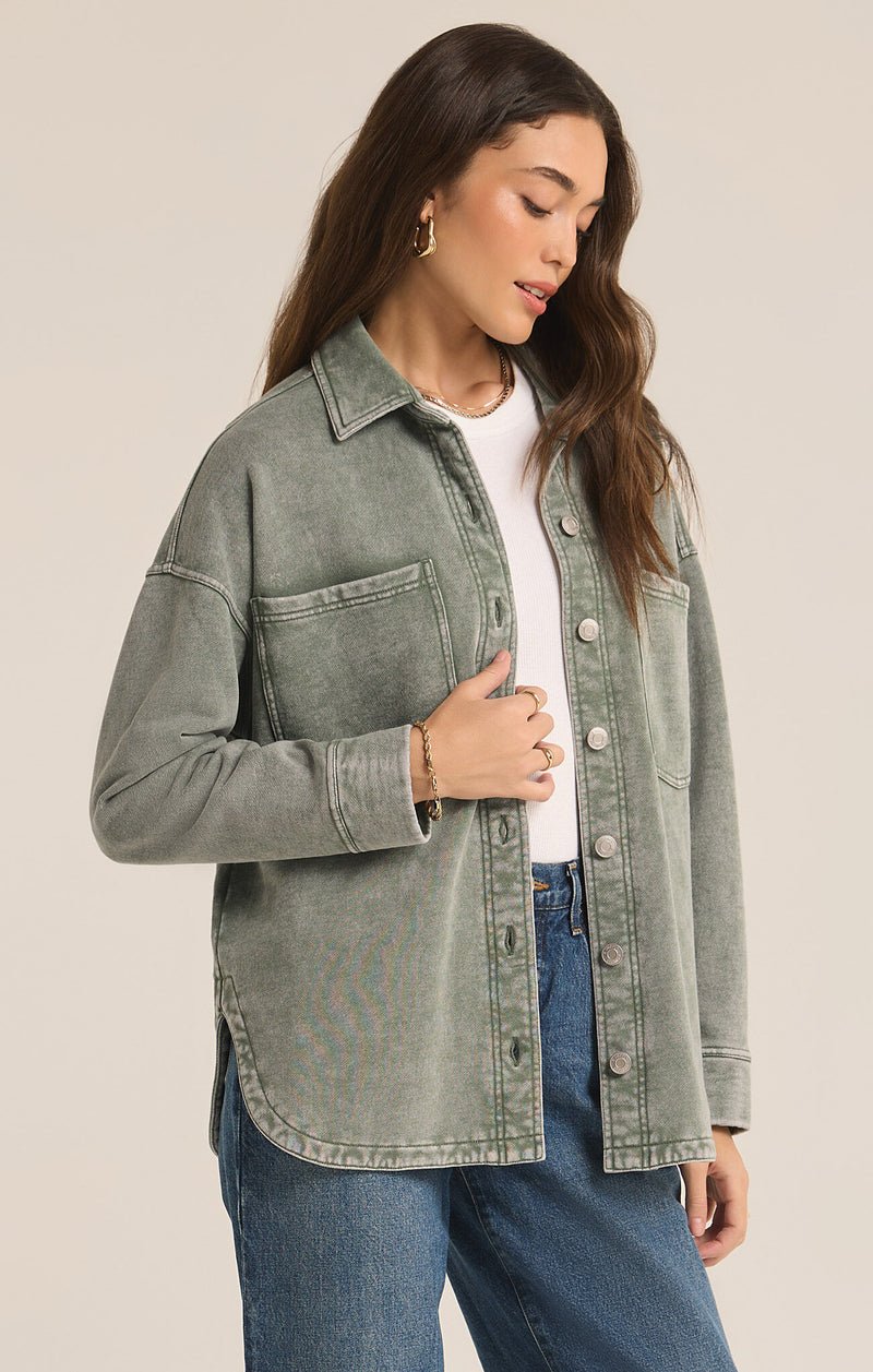 All Day Knit Denim Jacket Palm Green