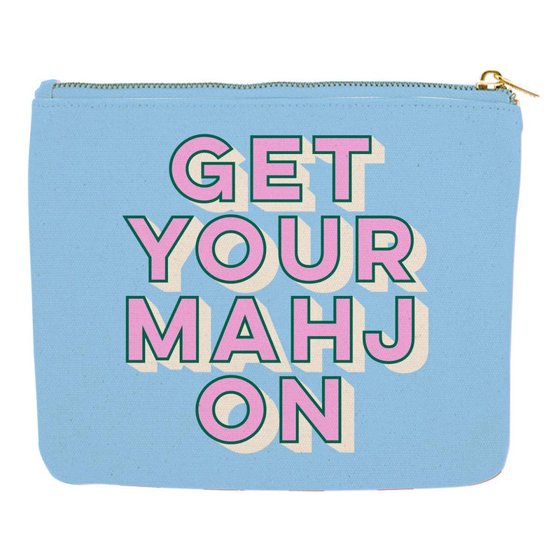 Mahjong Zipper Canvas Card Pouch