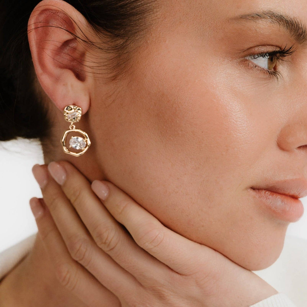 Organic Shape Crystal Earrings