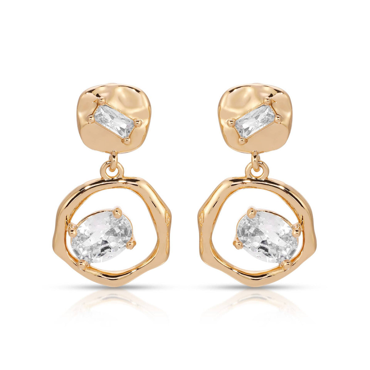Organic Shape Crystal Earrings