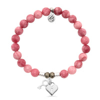 Key to My Heart Pink Jade Bracelet