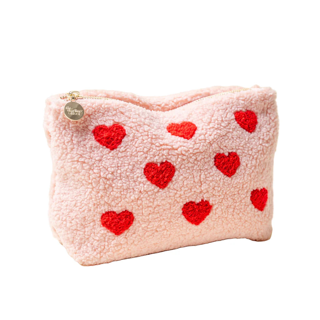 Teddy Pouch Hearts Pink
