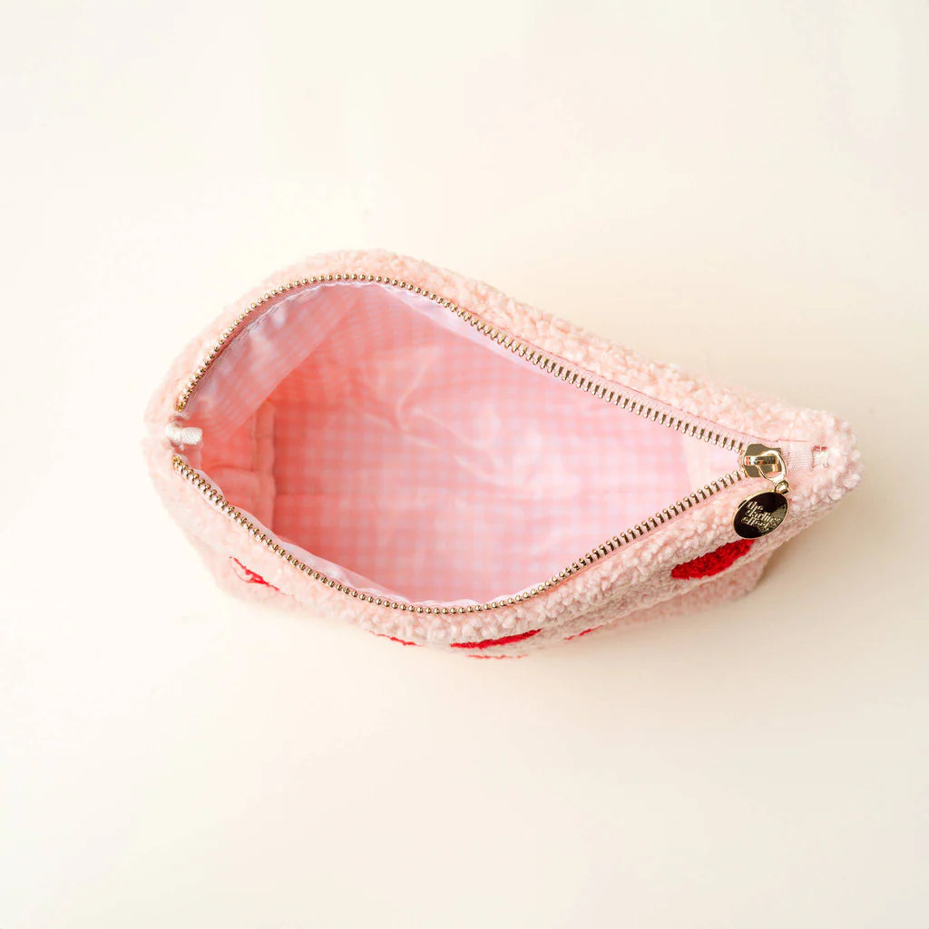 Teddy Pouch Hearts Pink