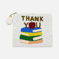 Thank You Teacher Beaded Coin Pouch