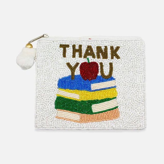 Thank You Teacher Beaded Coin Pouch