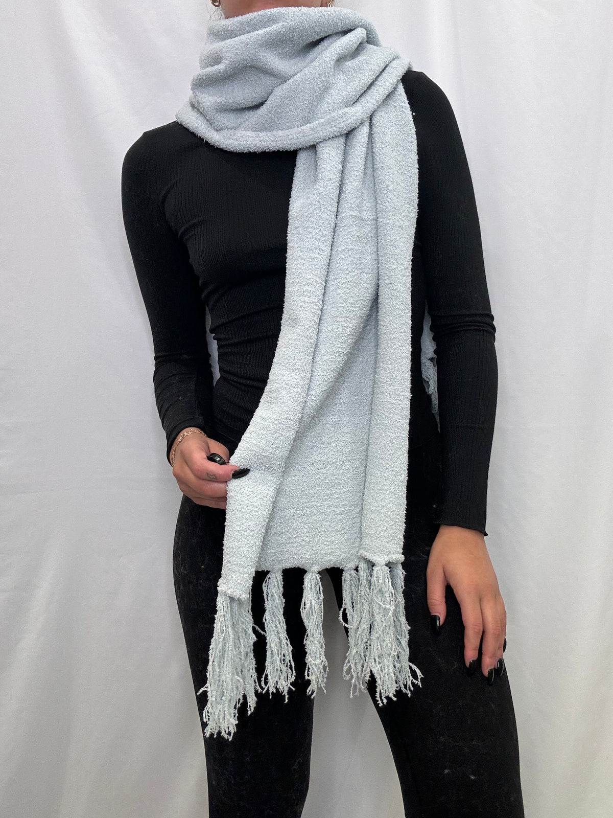 Ultra Soft Boucle Tassel Scarf