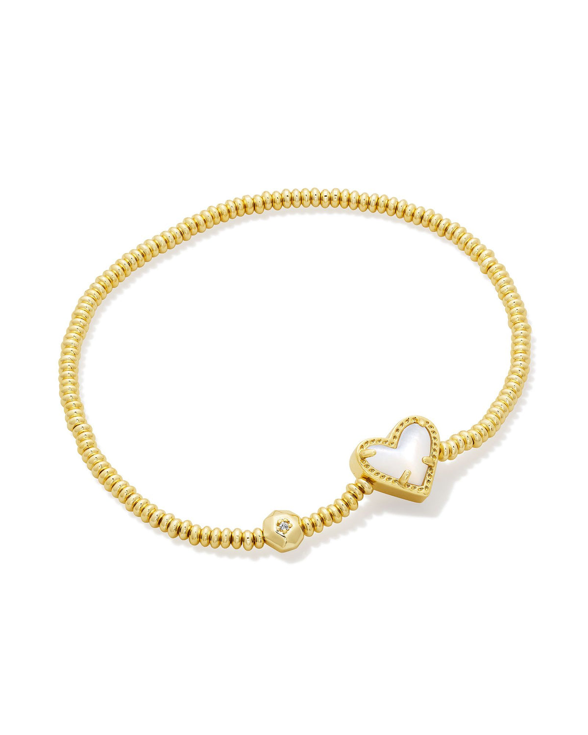 Ari Heart Gold Stretch Bracelet in Ivory Mother of Pearl