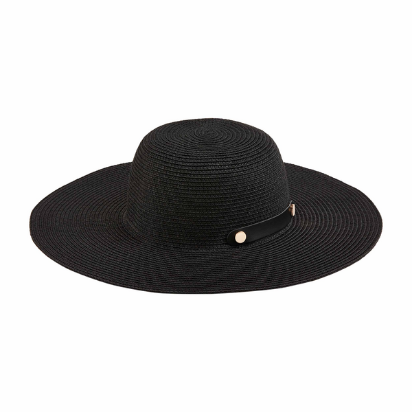 Collapsible Straw Hat Black