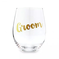 Stemless Toasting Wine Glass Gift For Wedding Party - Groom