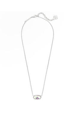 Elisa Short Rhodium Pendant Necklace in Dichroic Glass