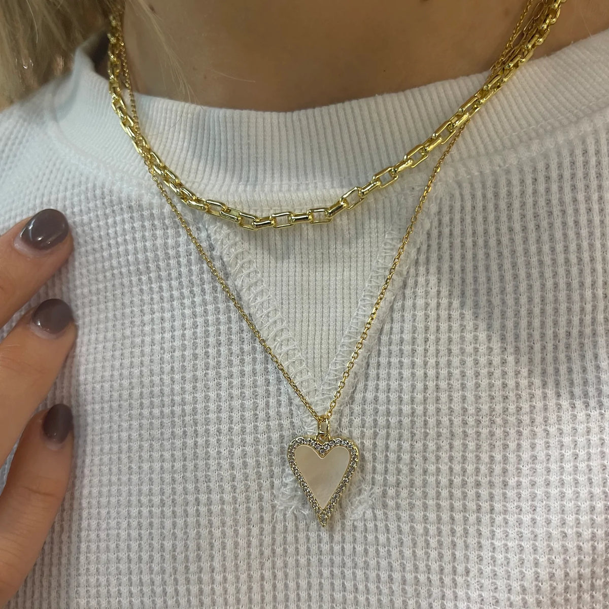 White Shell Heart Adjustable Necklace