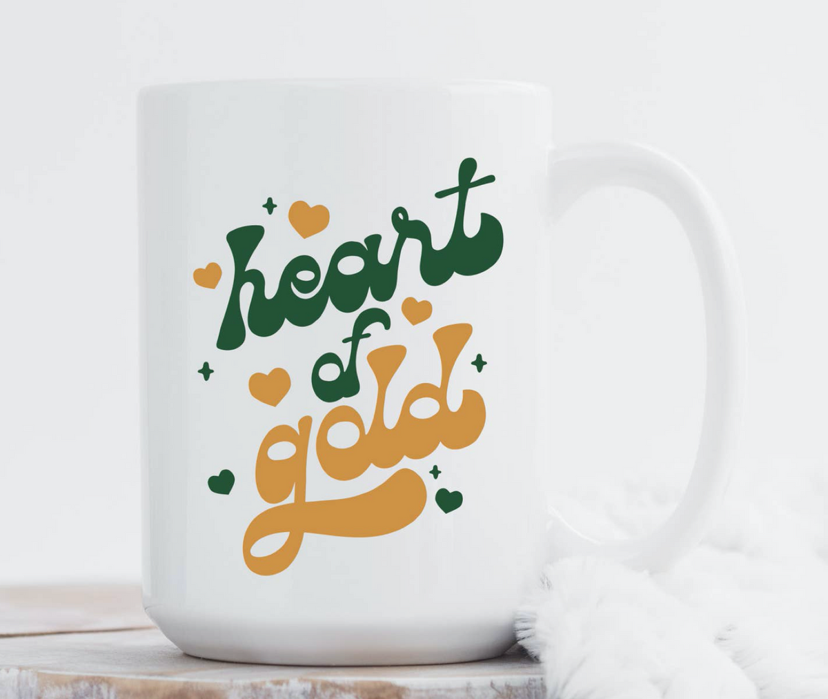 Heart of Gold Mug, Retro St Patrick's Day Coffee Cup, 15 oz