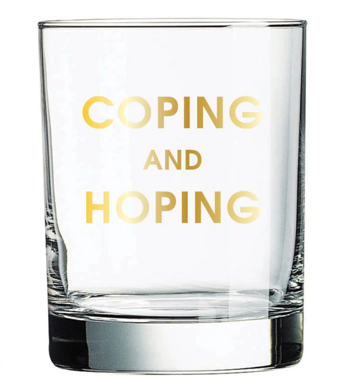 Coping and Hoping Rocks Glass