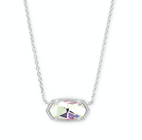 Elisa Rhodium Pendant Necklace in Dichroic Glass