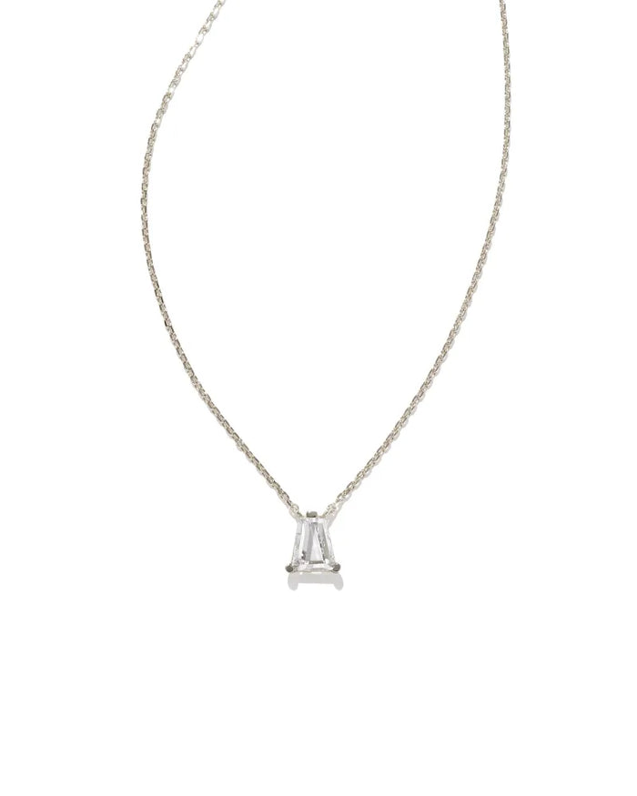 Blair Rhodium Pendant Necklace in White Crystal